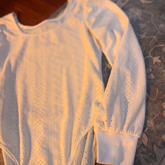 White Eyelet Long Sleeve Bodysuit - Picture 9 of 9